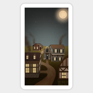 Peaceful Village Evening Sticker